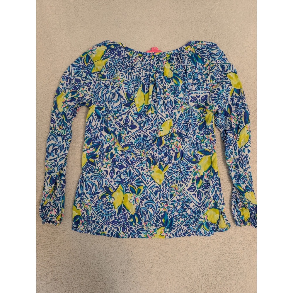 Lilly Pulitzer Willa Top Zest For Life Resort Lemon Print Women's XXS (01017C) - Picture 6 of 6